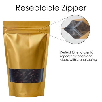100g Window Gold Matt Stand Up Pouch/Bag with Zip Lock [SP9] (100 per pack)