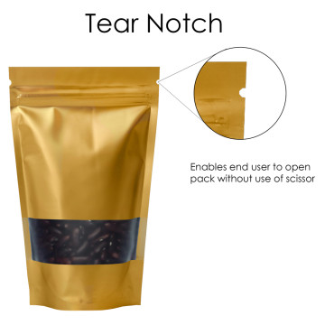 100g Window Gold Matt Stand Up Pouch/Bag with Zip Lock [SP9] (100 per pack)