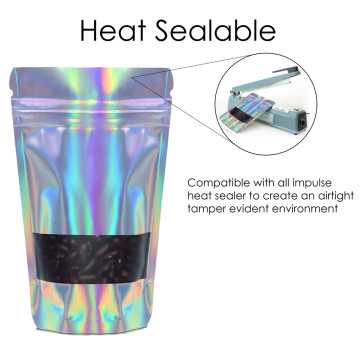 100g Window Holographic Stand Up Pouch/Bag with Zip Lock [SP9] (100 per pack)