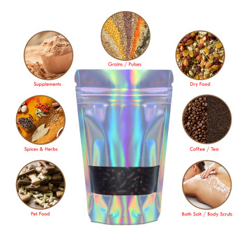 100g Window Holographic Stand Up Pouch/Bag with Zip Lock [SP9] (100 per pack)