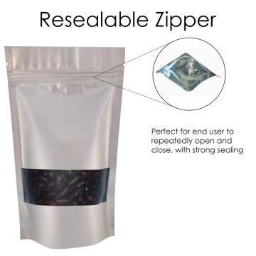 [SAMPLE] 100g Window Silver Matt With Valve Stand Up Pouch/Bag with Zip Lock [SP9]