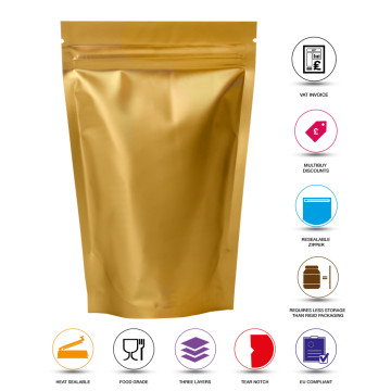 70g Gold Matt Stand Up Pouch/Bag with Zip Lock [SP2] (100 per pack)