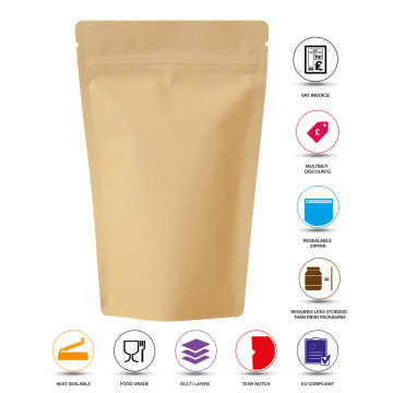 [Sample] 250g Compostable EcoPack Stand Up Pouches Heat Seal Food Grade with Zip Lock [SP4]