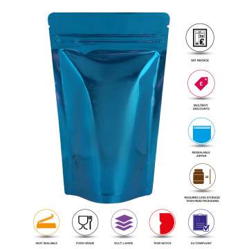 [Sample] 150g Blue Shiny Stand Up Pouch/Bag with Zip Lock [SP3]