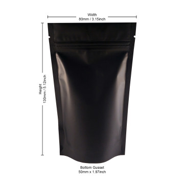 40g Black Matt Stand Up Pouch/Bag with Zip Lock [SP1] (100 per pack)