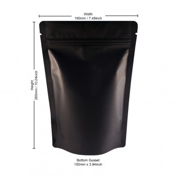 500g Black Matt Stand Up Pouch/Bag with Zip Lock [SP5]