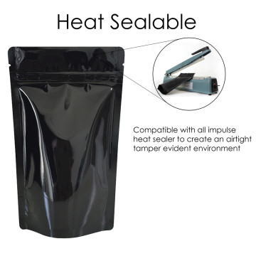 150g Black Shiny Stand Up Pouch/Bag with Zip Lock [SP3] (100 per pack)