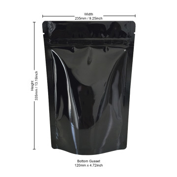 1kg Black Shiny Stand Up Pouch/Bag with Zip Lock [SP6] (100 per pack)