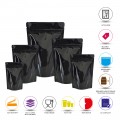 1kg Black Shiny Stand Up Pouch/Bag with Zip Lock [SP6]