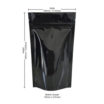 [Sample] 3kg Black Shiny Stand Up Pouch/Bag with Zip Lock [SP7]