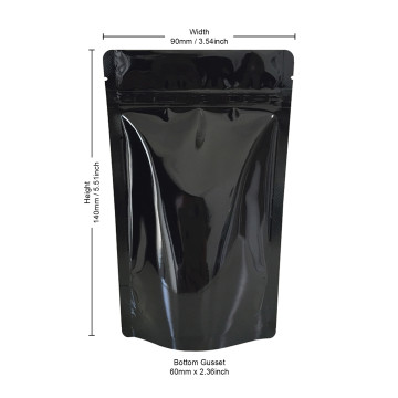 50g Black Shiny Stand Up Pouch/Bag with Zip Lock [WP1] (100 per pack)