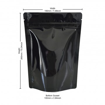 [Sample] 500g Black Shiny Stand Up Pouch/Bag with Zip Lock [SP5]