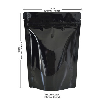 [Sample] 500g Black Shiny Stand Up Pouch/Bag with Zip Lock [SP5]