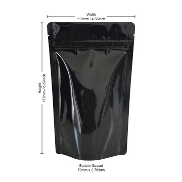 70g Black Shiny Stand Up Pouch/Bag with Zip Lock [SP2] (100 per pack)