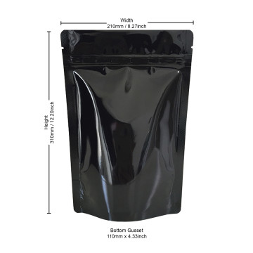 [Sample] 750g Black Shiny Stand Up Pouch/Bag with Zip Lock [SP11]