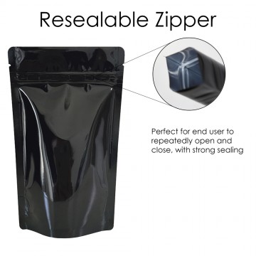 [Sample] 750g Black Shiny Stand Up Pouch/Bag with Zip Lock [SP11]