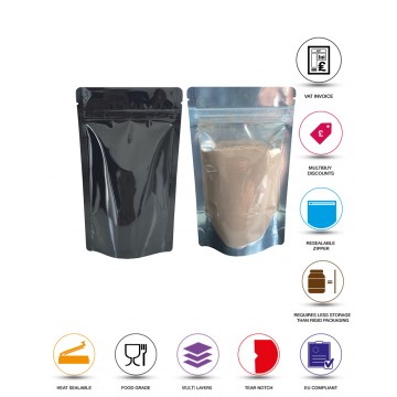 [Sample] 100g Clear / Black Shiny Stand Up Pouch/Bag with Zip Lock [SP9]