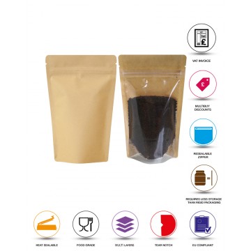 150g Kraft Paper One Side Clear Stand Up Pouch/Bag with Zip Lock [SP3]