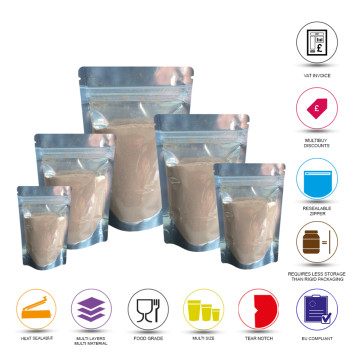 1kg Clear / Silver Shiny Stand Up Pouch/Bag with Zip Lock [SP6]