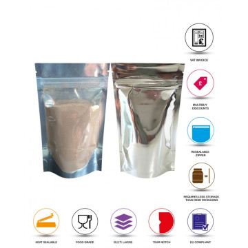 40g Clear / Silver Shiny Stand Up Pouch/Bag with Zip Lock [SP1]
