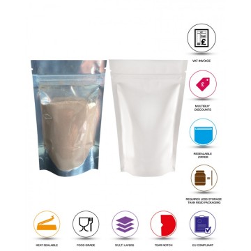 [Sample] 40g Clear / White Shiny Stand Up Pouch/Bag with Zip Lock [SP1]