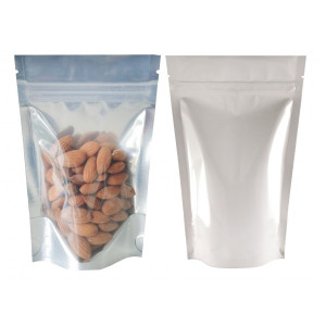 [Sample] 750g Clear / White Shiny Stand Up Pouch/Bag with Zip Lock [SP11]