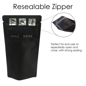 [Sample] 8cm x 13cm Child Resistant Window Black Matt Stand Up Pouch/Bag with Zip Lock [SP1] 