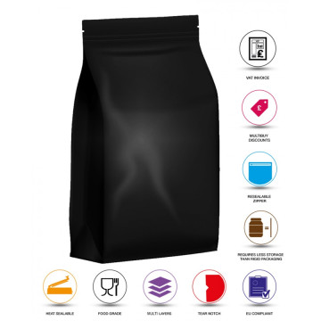 [Sample] 250g Black Matt Flat Bottom Bag with Zip Lock [FB4]