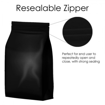 [Sample] 250g Black Matt Flat Bottom Bag with Zip Lock [FB4]