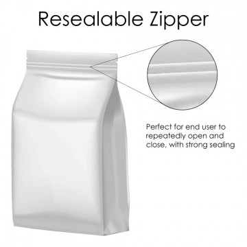 [Sample] 250g White Matt Flat Bottom Stand Up Pouch/Bag with Zip Lock [FB4]