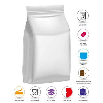 [Sample] 500g White Matt Flat Bottom Stand Up Pouch/Bag with Zip Lock [FB5]