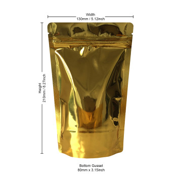 [Sample] 150g Gold Shiny Stand Up Pouch/Bag with Zip Lock [SP3]