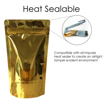 [Sample] 150g Gold Shiny Stand Up Pouch/Bag with Zip Lock [SP3]