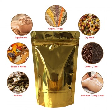 500g Gold Shiny Stand Up Pouch/Bag with Zip Lock [SP5]