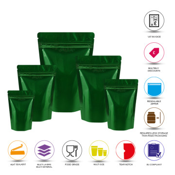 [Sample] 150g Green Shiny Stand Up Pouch/Bag with Zip Lock [SP3]