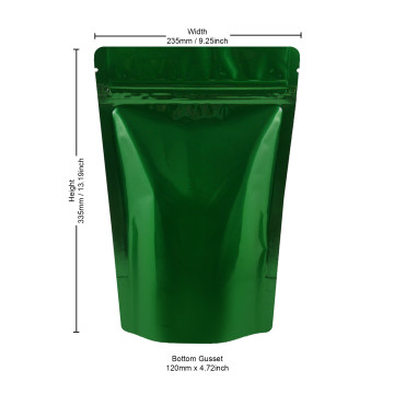 1kg Green Shiny Stand Up Pouch/Bag with Zip Lock [SP6] (100 per pack)