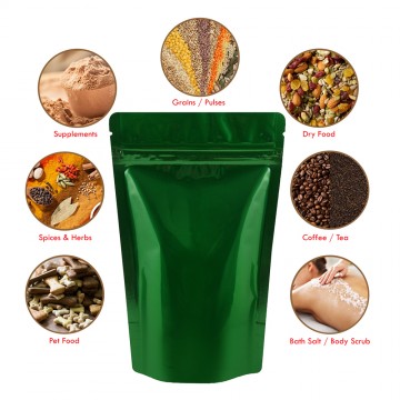 1kg Green Shiny Stand Up Pouch/Bag with Zip Lock [SP6]