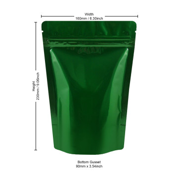 250g Green Shiny Stand Up Pouch/Bag with Zip Lock [SP4] (100 per pack)