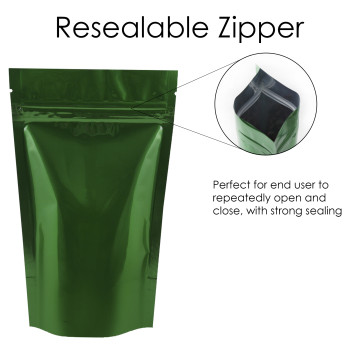 [Sample] 40g Green Shiny Stand Up Pouch/Bag with Zip Lock [SP1]