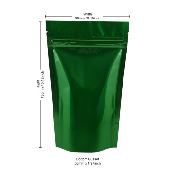 40g Green Shiny Stand Up Pouch/Bag with Zip Lock [SP1] (100 per pack)