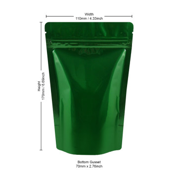 70g Green Shiny Stand Up Pouch/Bag with Zip Lock [SP2] (100 per pack)