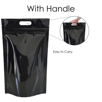 [Sample] 5kg Black Shiny With Handle Stand Up Pouch/Bag with Zip Lock [SP8]