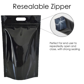 [Sample] 5kg Black Shiny With Handle Stand Up Pouch/Bag with Zip Lock [SP8]