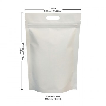 5kg White Matt With Handle Stand Up Pouch/Bag with Zip Lock [SP8]