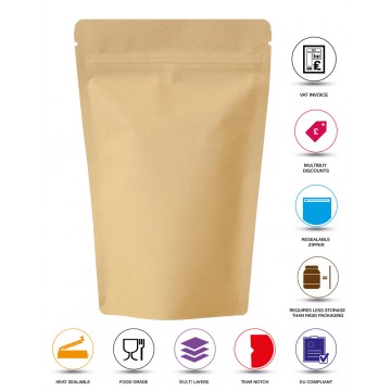 750g Kraft Paper Stand Up Pouch/Bag with Zip Lock [SP11]