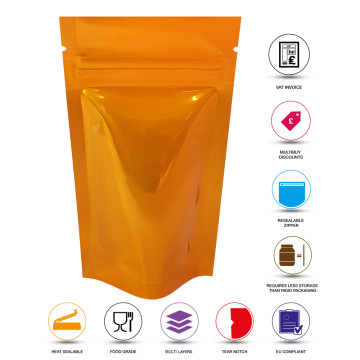 [Sample] 40g Orange Shiny Stand Up Pouch/Bag with Zip Lock [SP1]