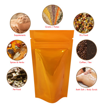 40g Orange Shiny Stand Up Pouch/Bag with Zip Lock [SP1] 102 (100 per pack)