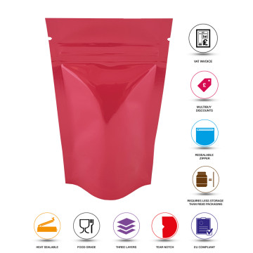 40g Pink Shiny Stand Up Pouch/Bag with Zip Lock [SP1] (100 per pack)