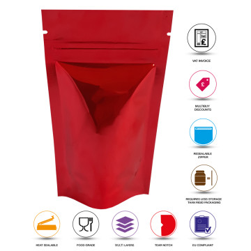 [Sample] 40g Red Shiny Stand Up Pouch/Bag with Zip Lock [SP1]