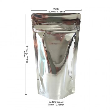 [Sample] 100g Silver Shiny Stand Up Pouch/Bag with Zip Lock [SP9]